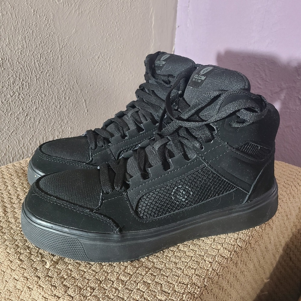 Volcom Evolve Womens 7.5 Black High Top Leather Safety Toe Work Sneakers VM30244